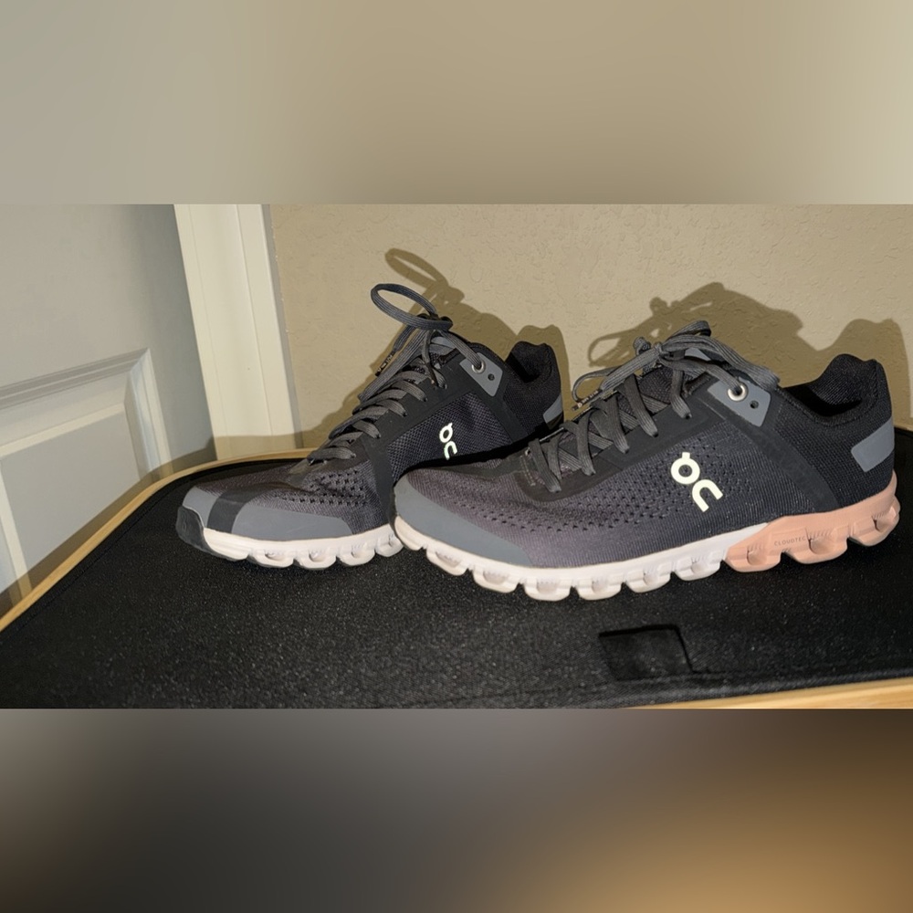 On Running Women's Athletic Shoes in Dark Gray and Light Pink